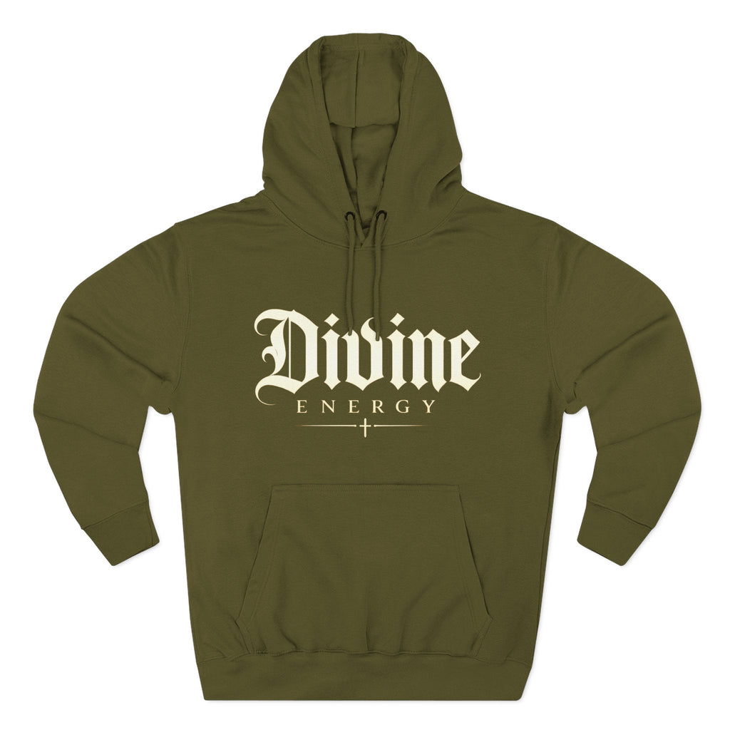 Divine Energy Hoodie — Gothic Script Faith Graphic | Wear Your Worship