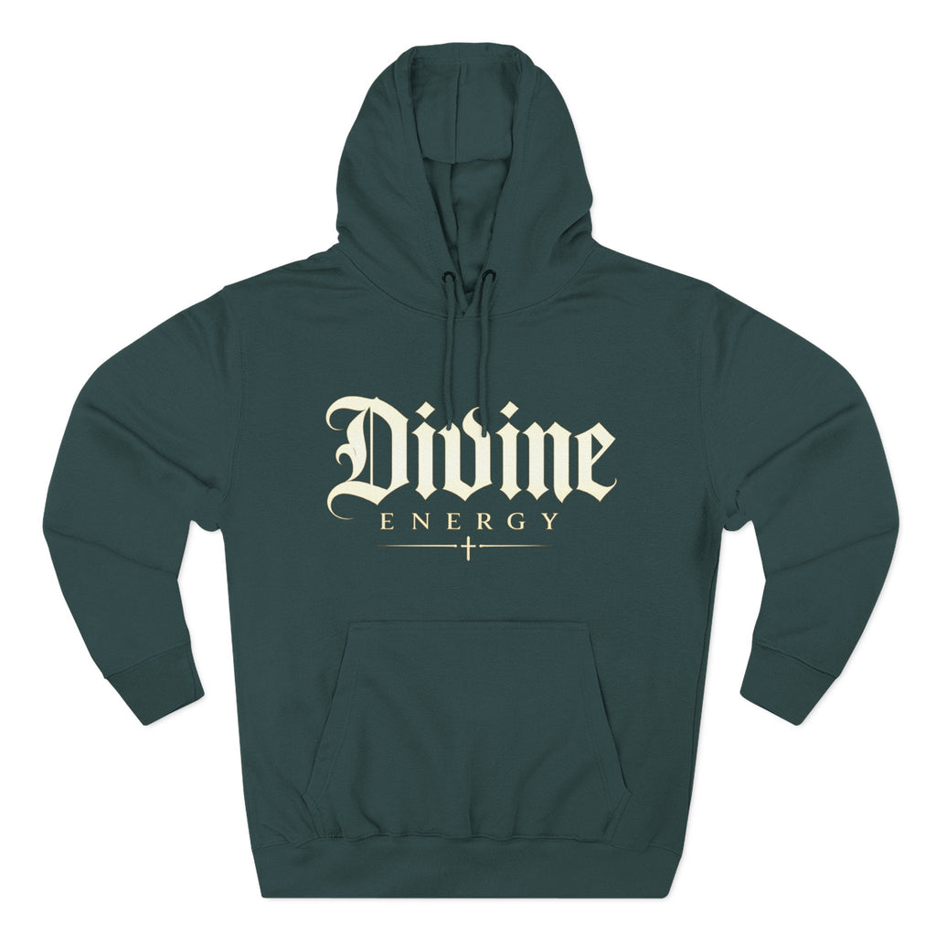 Divine Energy Hoodie — Gothic Script Faith Graphic | Wear Your Worship