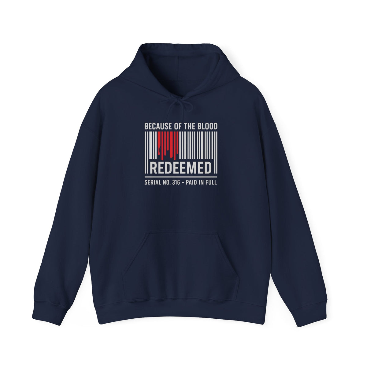 Because of the Blood Unisex Hoodie — Revelation 1:5 Inspirational Redemption Pullover