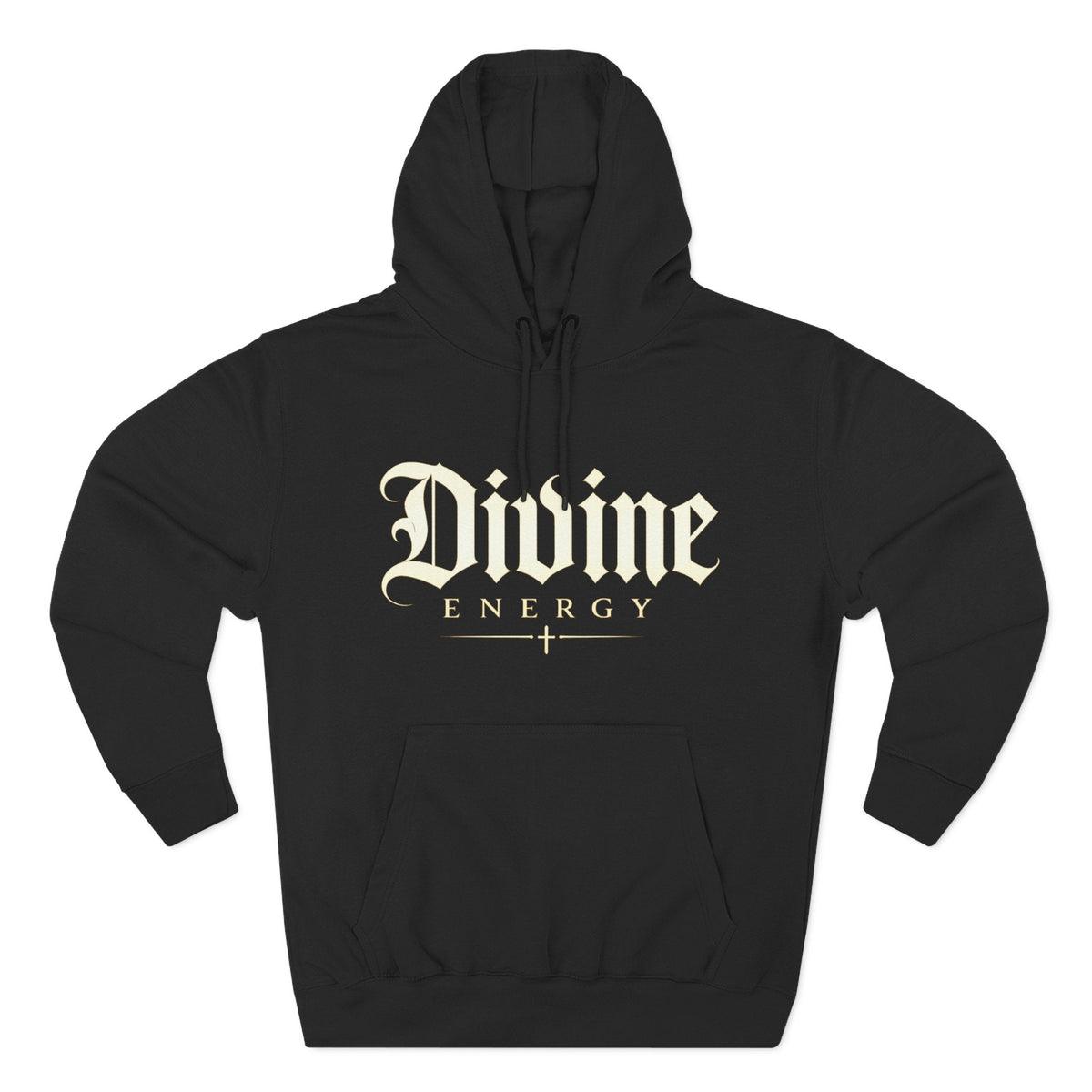 Divine Energy Hoodie — Gothic Script Faith Graphic | Wear Your Worship