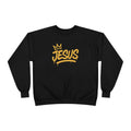 Jesus Crown Crewneck Sweatshirt — Gold Script Inspirational Pullover