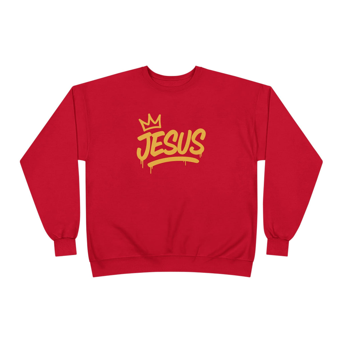 Jesus Crown Crewneck Sweatshirt — Gold Script Inspirational Pullover