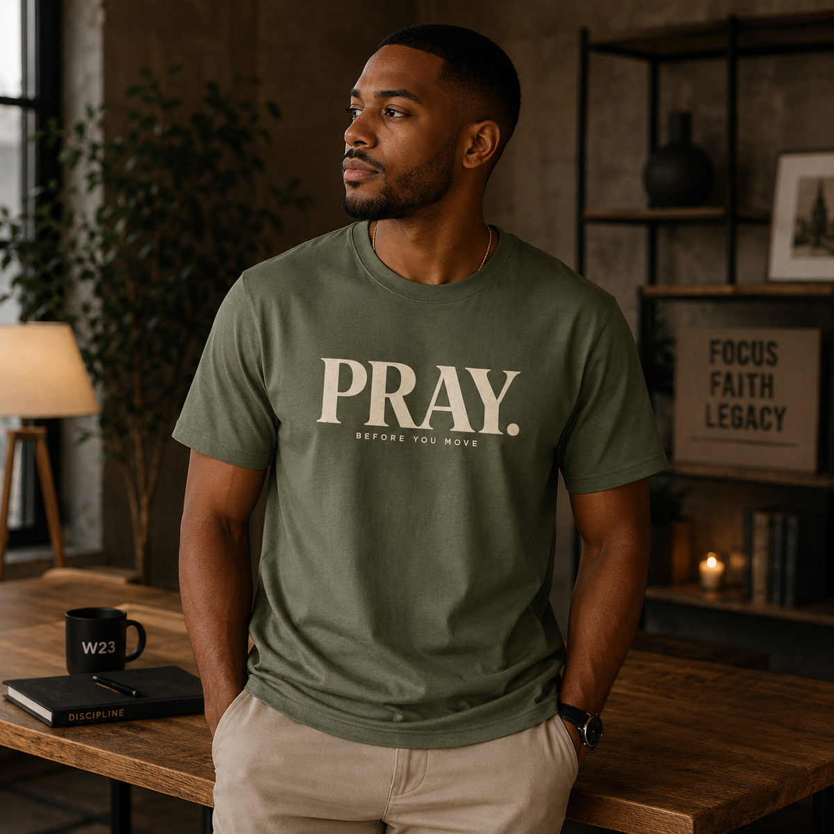 PRAY. Graphic Tee — "Pray Before You Rise" Inspirational Christian T‑Shirt