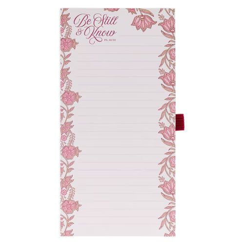 Be Still and Know Pink Spring Floral Notepad and Pen Set - Psalm 46:10 by Christian Art Gifts