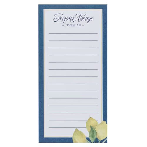 Rejoice Always Lemon Magnetic Notepad and Pen Set - 1 Thessalonians 5:16 by Christian Art Gifts