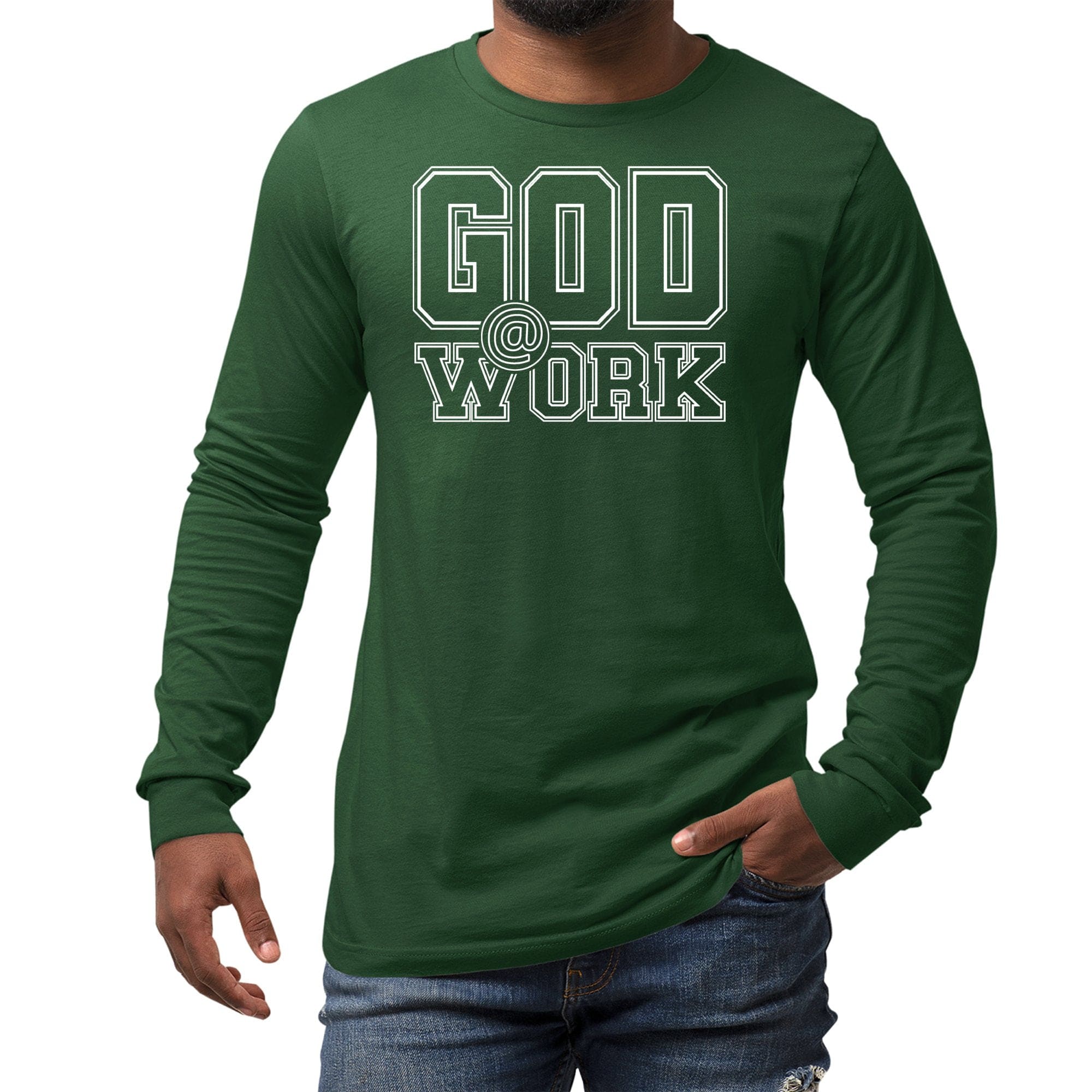 Mens Long Sleeve Graphic T-shirt - God at Work Tee