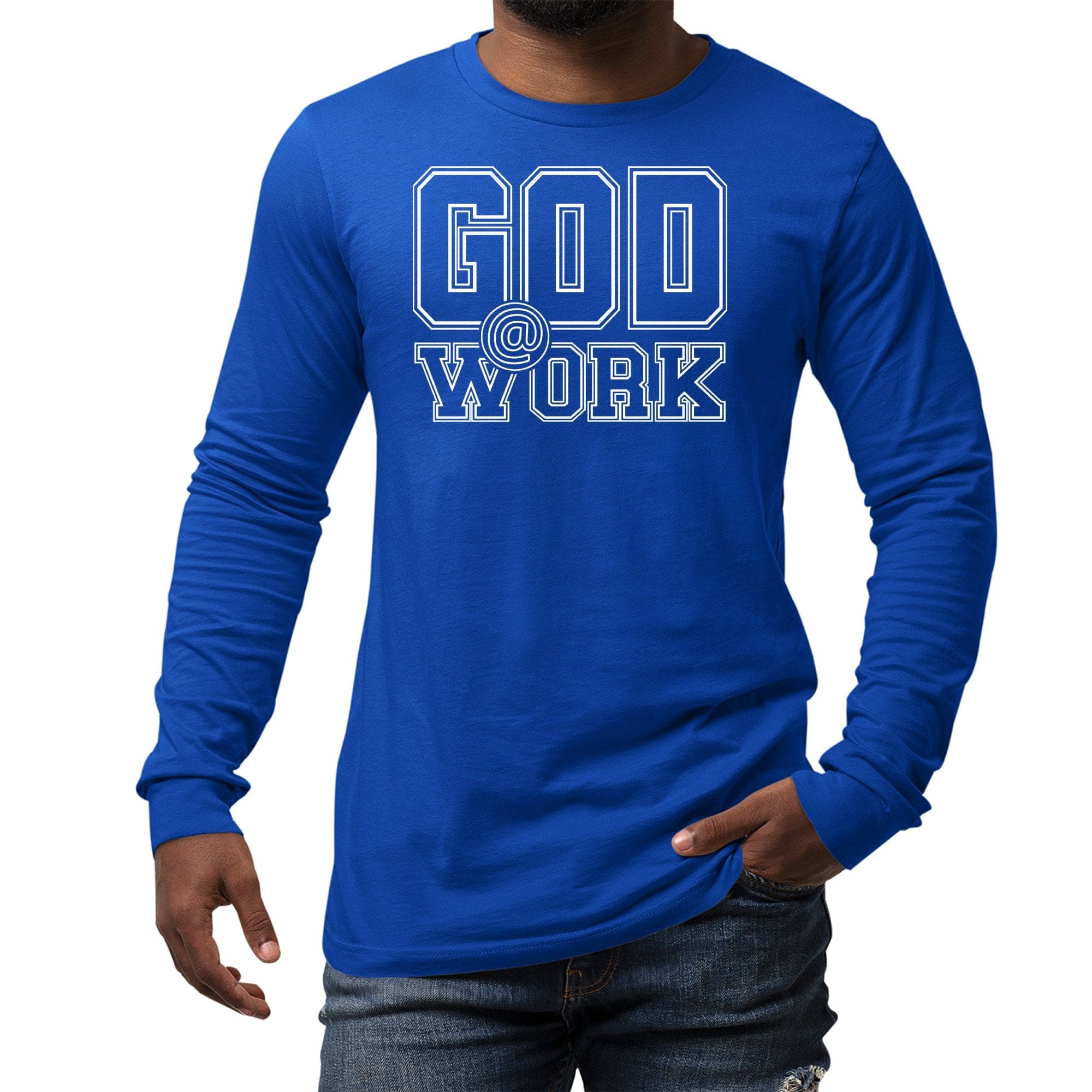 Mens Long Sleeve Graphic T-shirt - God at Work Tee