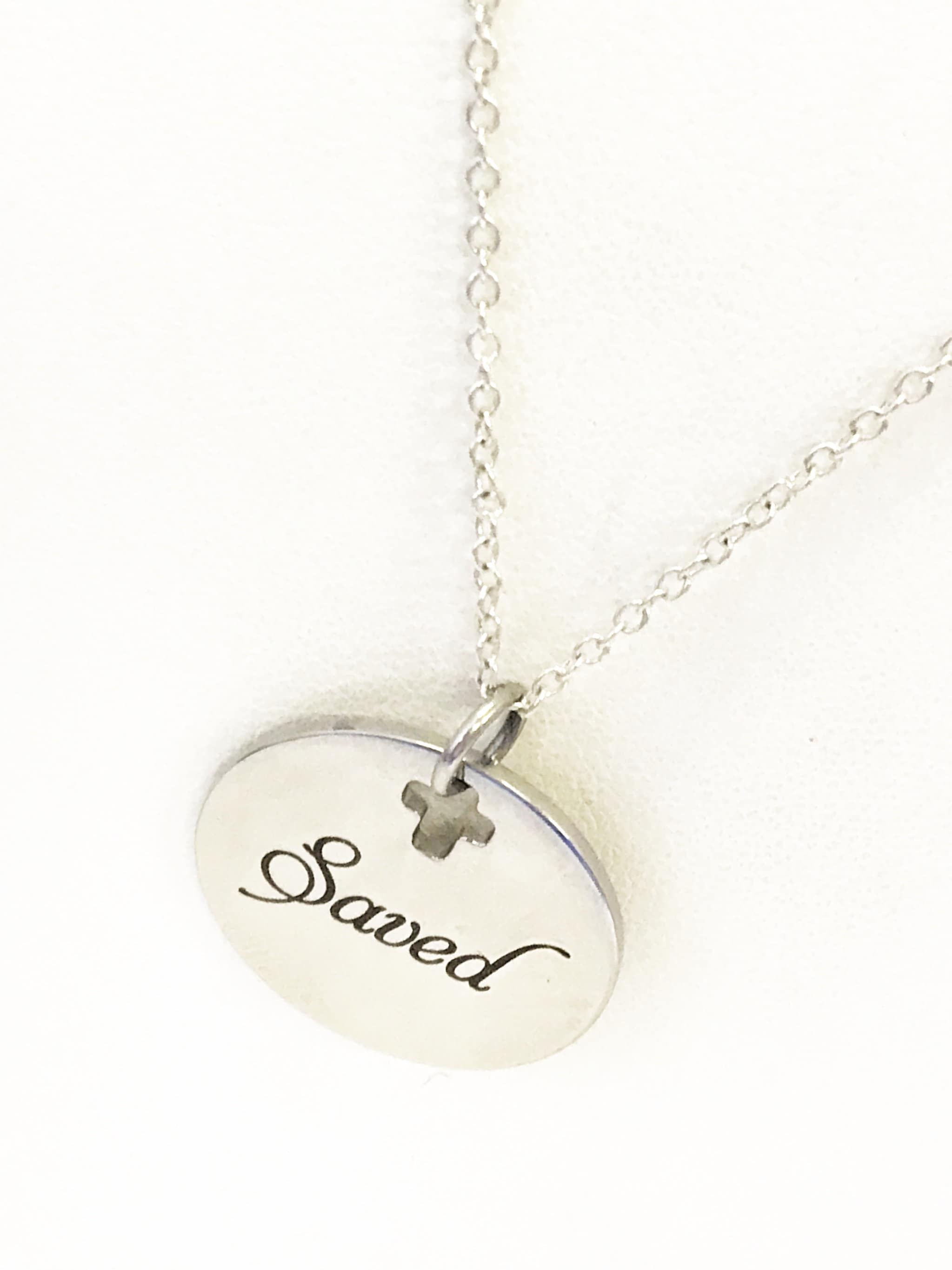 Christian Necklace, Saved Necklace, Christian Jewelry, Christian Gifts, Cross Necklace, Saved By Grace Through Faith Necklace, Baptism Gift
