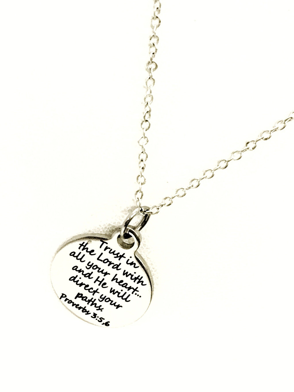 Christian Jewelry, Trust In The Lord With All Your Heart Necklace, Proverbs 3 5 and 6 Scripture Jewelry, Christian Gift, Bible Verse Jewelry