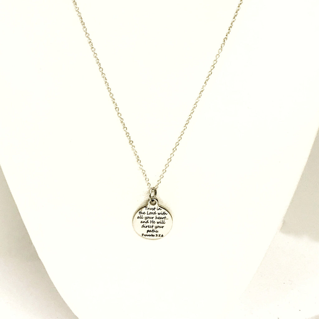 Christian Jewelry, Trust In The Lord With All Your Heart Necklace, Proverbs 3 5 and 6 Scripture Jewelry, Christian Gift, Bible Verse Jewelry