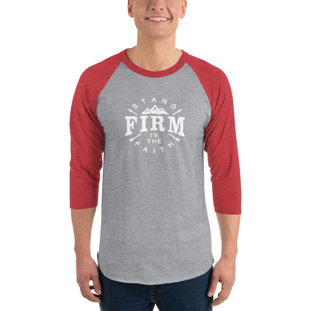 Stand Firm in the Faith 3/4 Sleeve Raglan Tee — Christian Apparel for Men