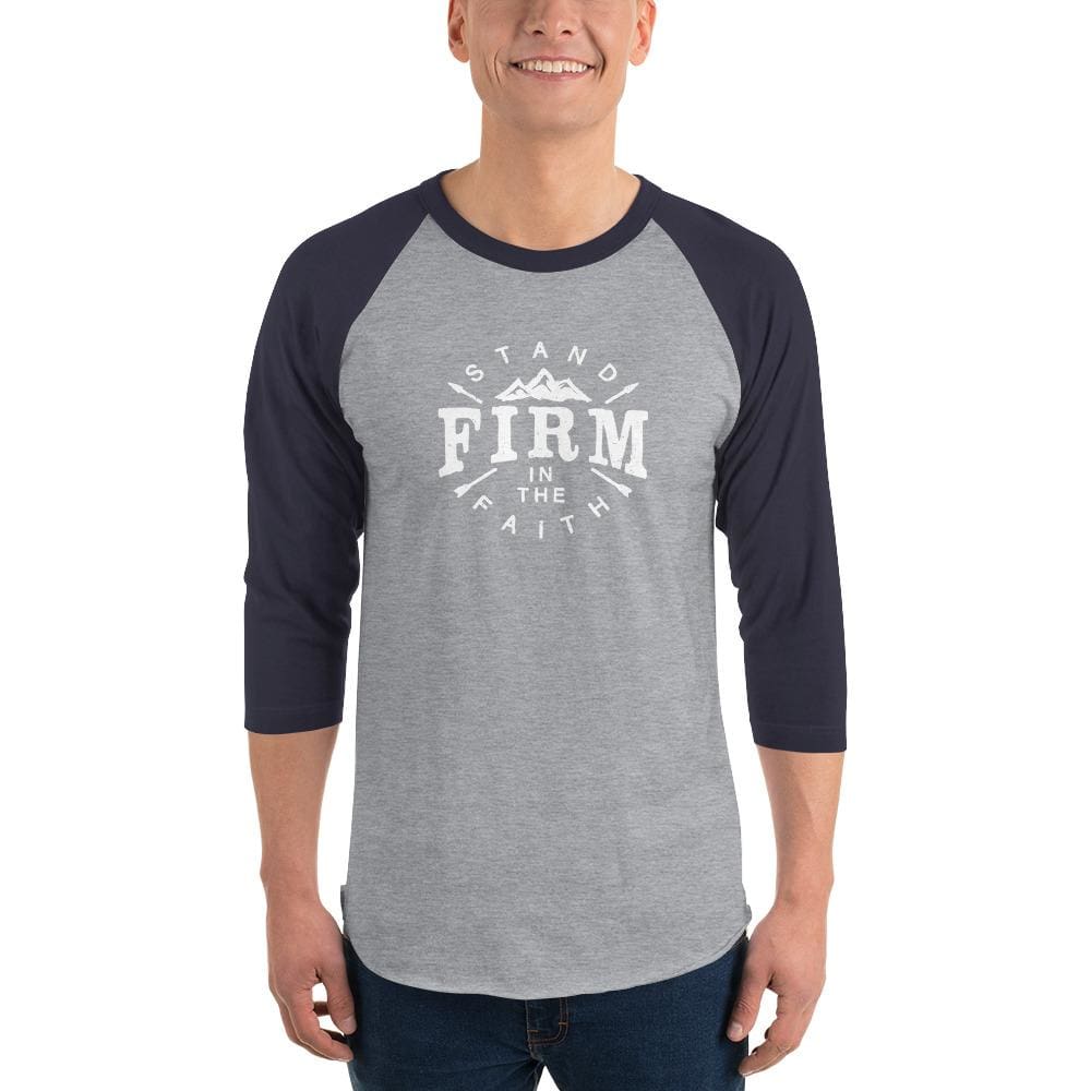 Stand Firm in the Faith 3/4 Sleeve Raglan Tee — Christian Apparel for Men